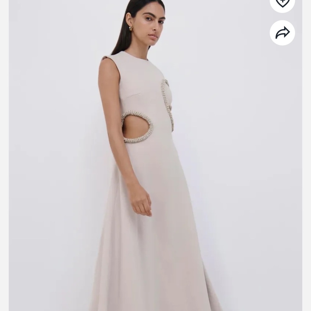 Jonathan Simkhai Tan Sheath Midi Dress with Mock Neck